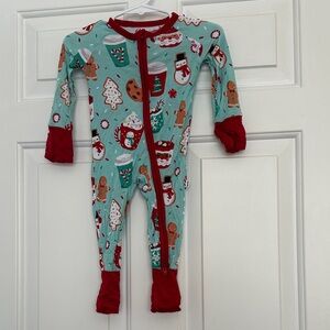 Little Sleepies Red and Green Holiday Footie